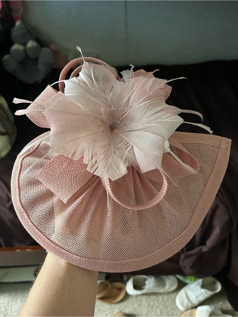 Elegant Blush Pink Ladies Fascinator Hat - Floral Detail
